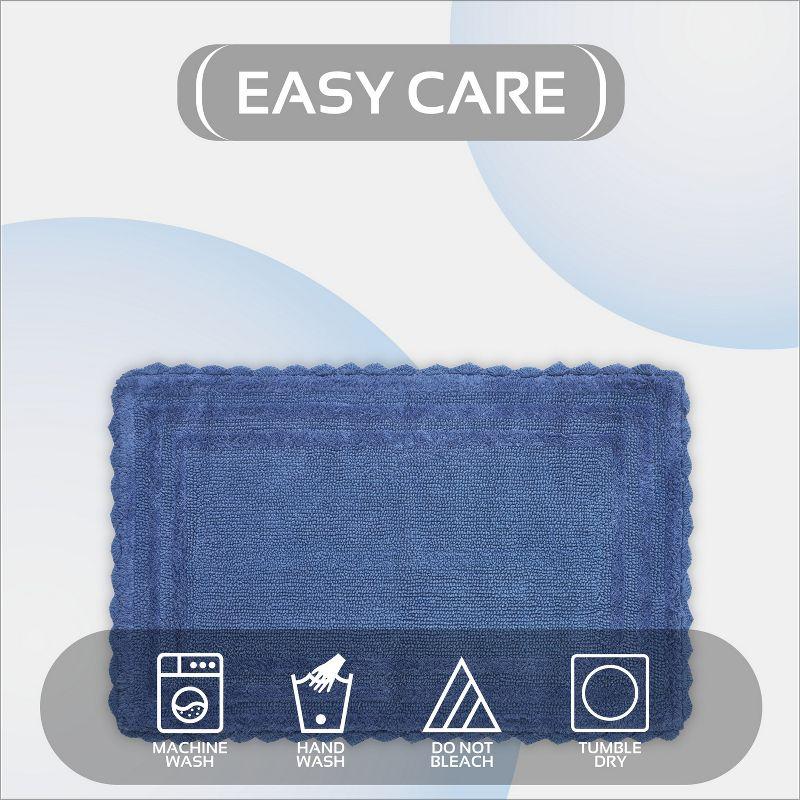 Better Trends Lilly Crochet 100% Cotton Tufted Reversible Bath Rug 24" x 40" Rectangle - Blue