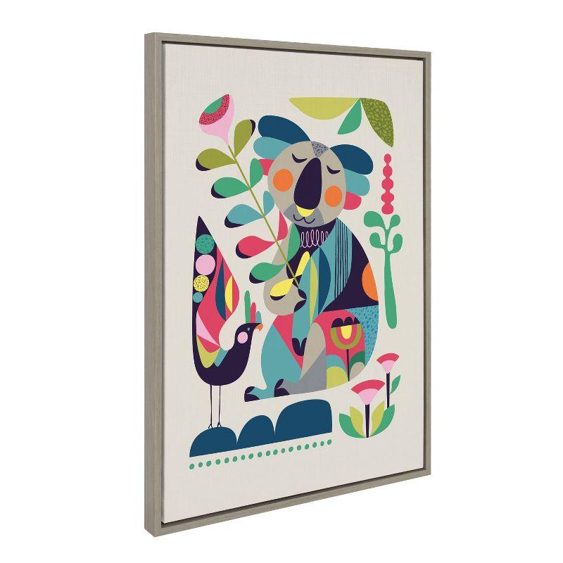 23" x 33" Sylvie Mid-Century Modern Koala Framed Canvas by Rachel Lee Gray - Kate & Laurel All Things Decor: Vertical Wall Art