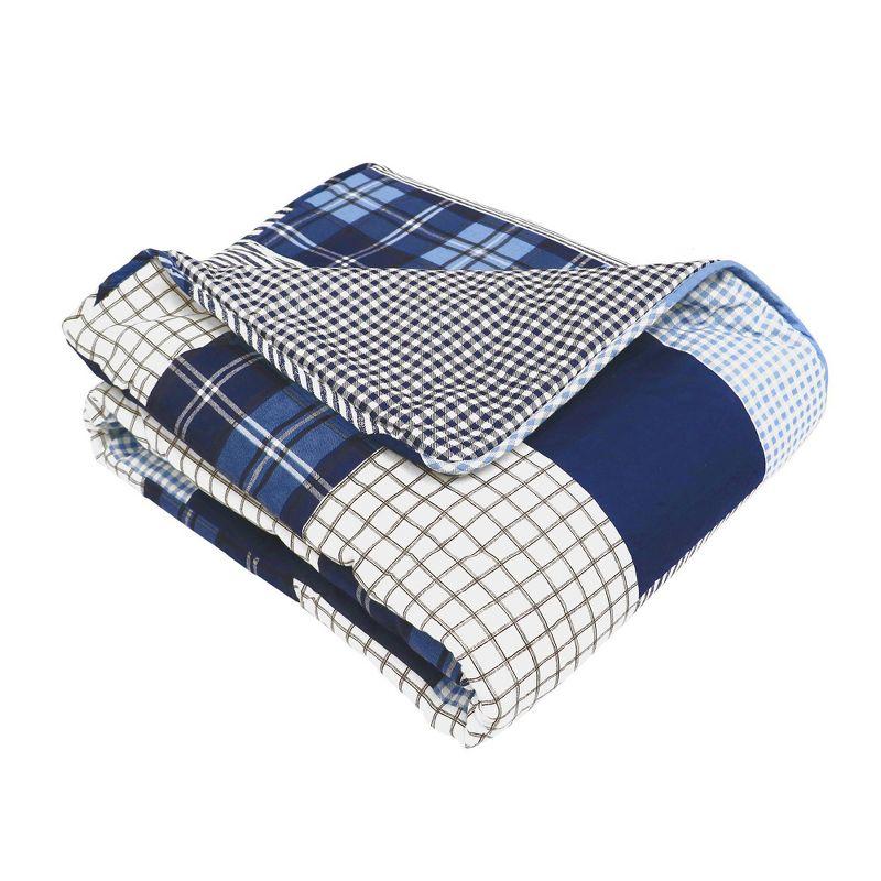 Navy Cotton Reversible Patchwork Throw Blanket