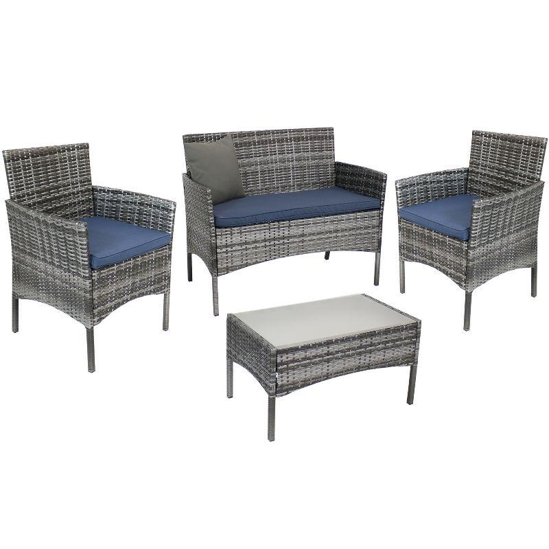 Sunnydaze Outdoor Dunmore Patio Conversation Furniture Set with Loveseat, Chairs, and Table - 4pc