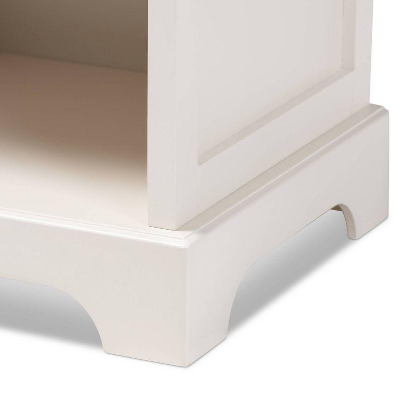 1 Drawer Chase Wood Nightstand White - Baxton Studio: Silver Knob, Open Shelf Storage
