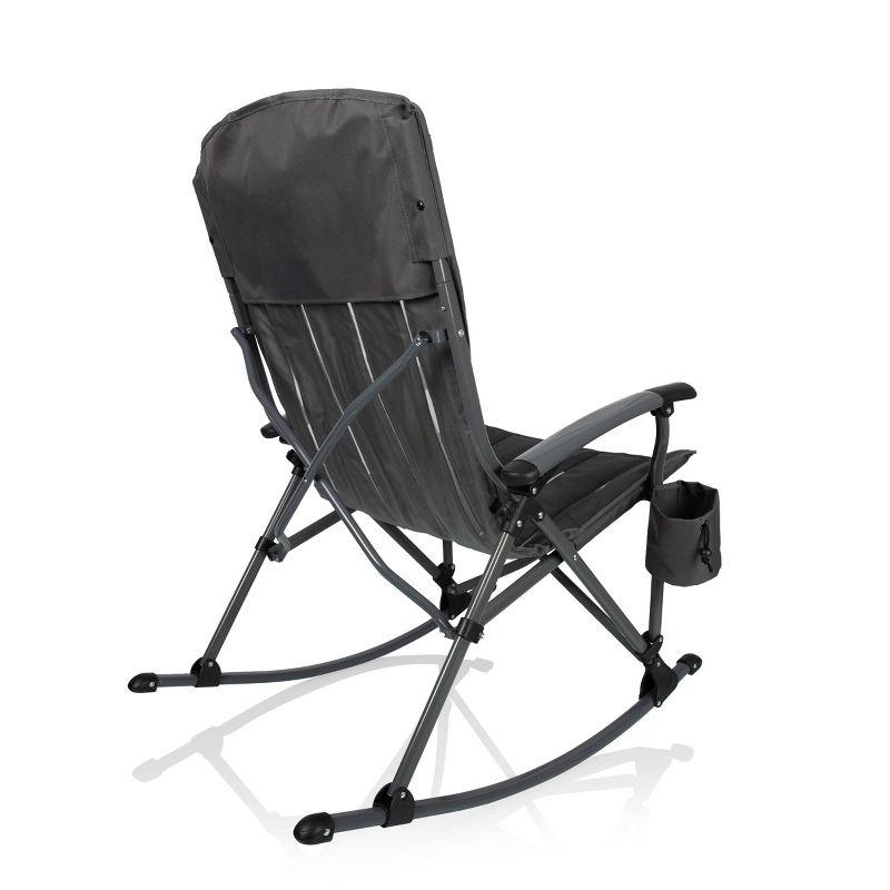 Gunmetal Gray Portable Outdoor Rocking Camp Chair with Arms