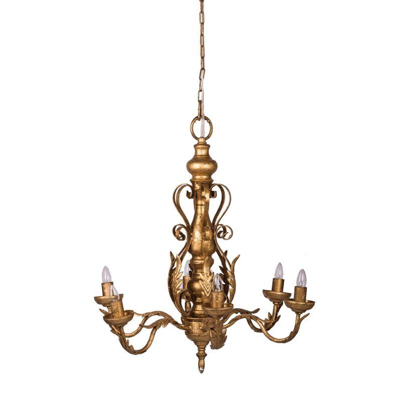 Classic Vintage Chandelier Gold/White - A&B Home: 6-Light, Metal, No Assembly, UL Listed