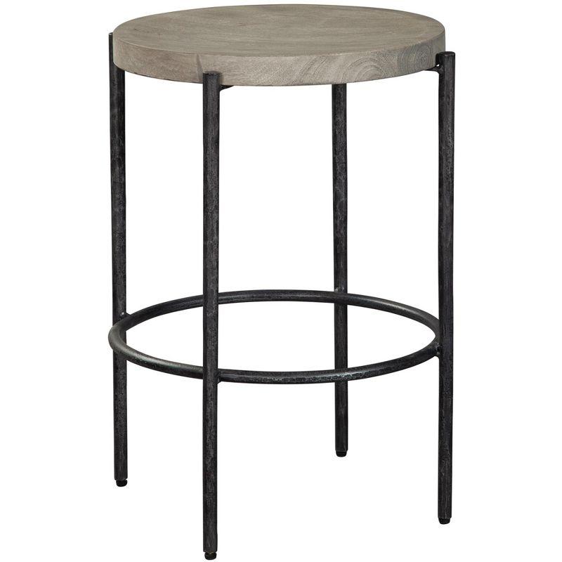 Gray Wood and Metal Transitional Counter Stool