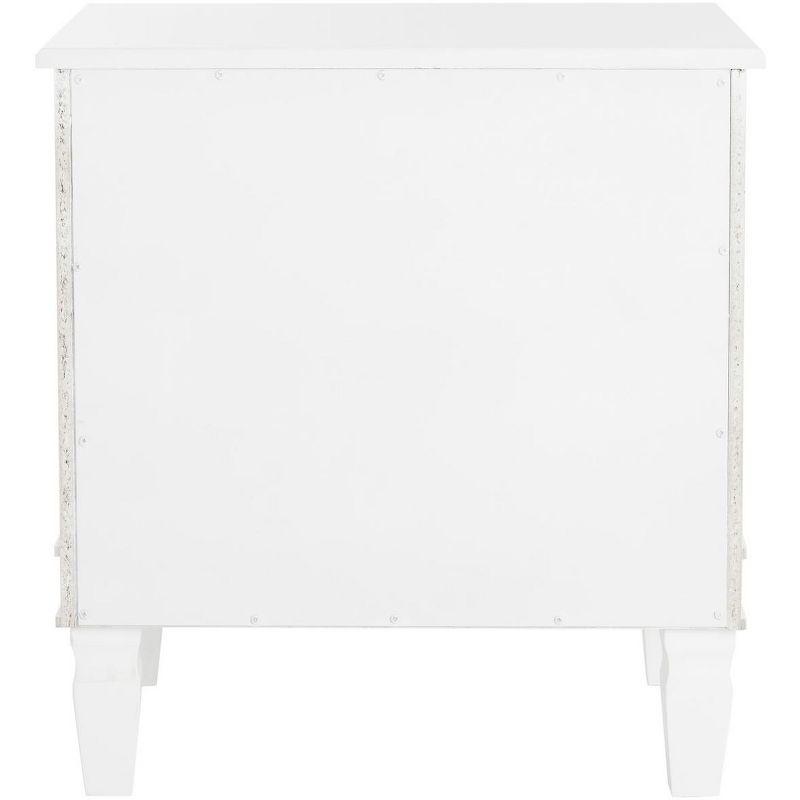 Transitional Kira 3-Drawer White Wood Nightstand with Silver Pulls