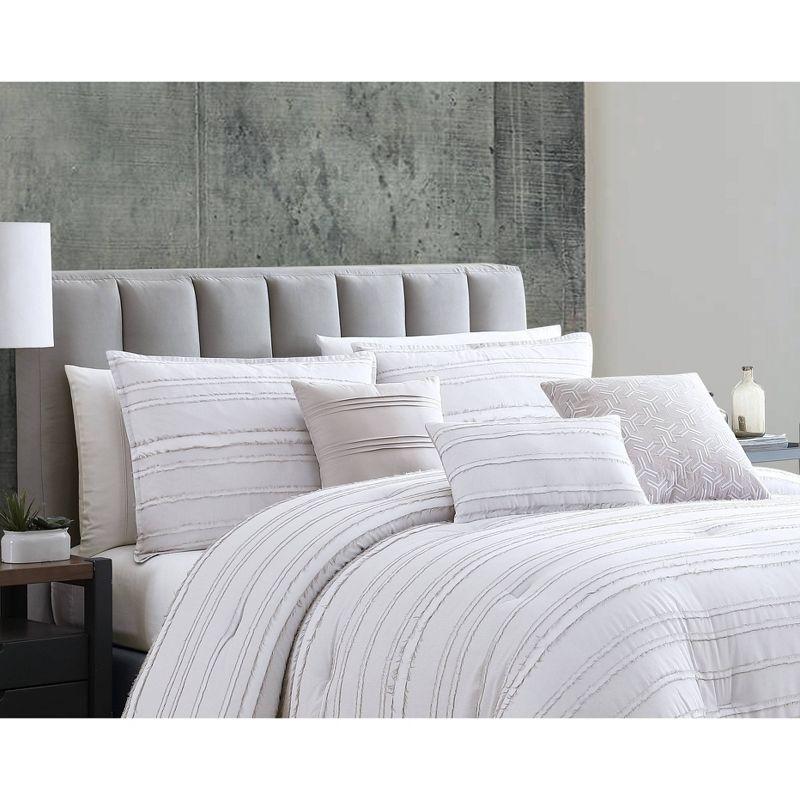 Boston White Cotton King Comforter Set with Decorative Pillows