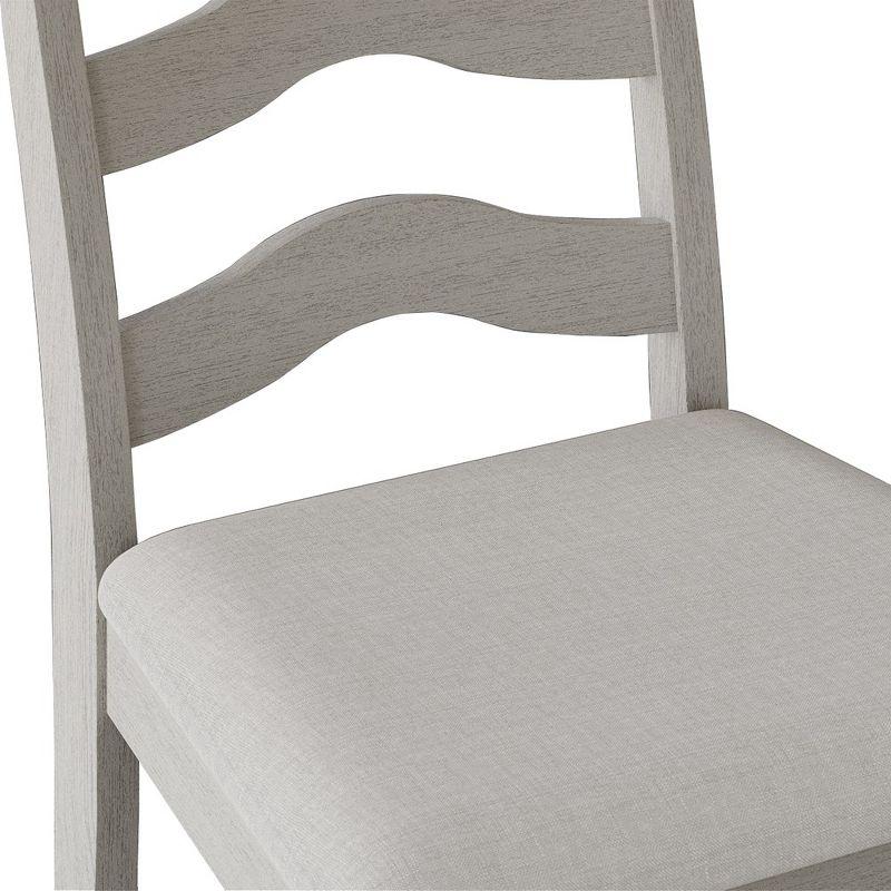 ChaletPosh White Wooden Dining Chair With Warm Grey Cover (Set of 2)