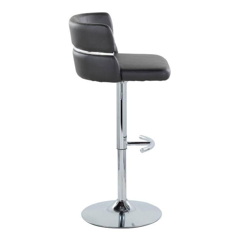 Set of 2 Cinch Adjustable Barstools Chrome/Black - LumiSource: Swivel, Upholstered, Metal Frame, Footrest