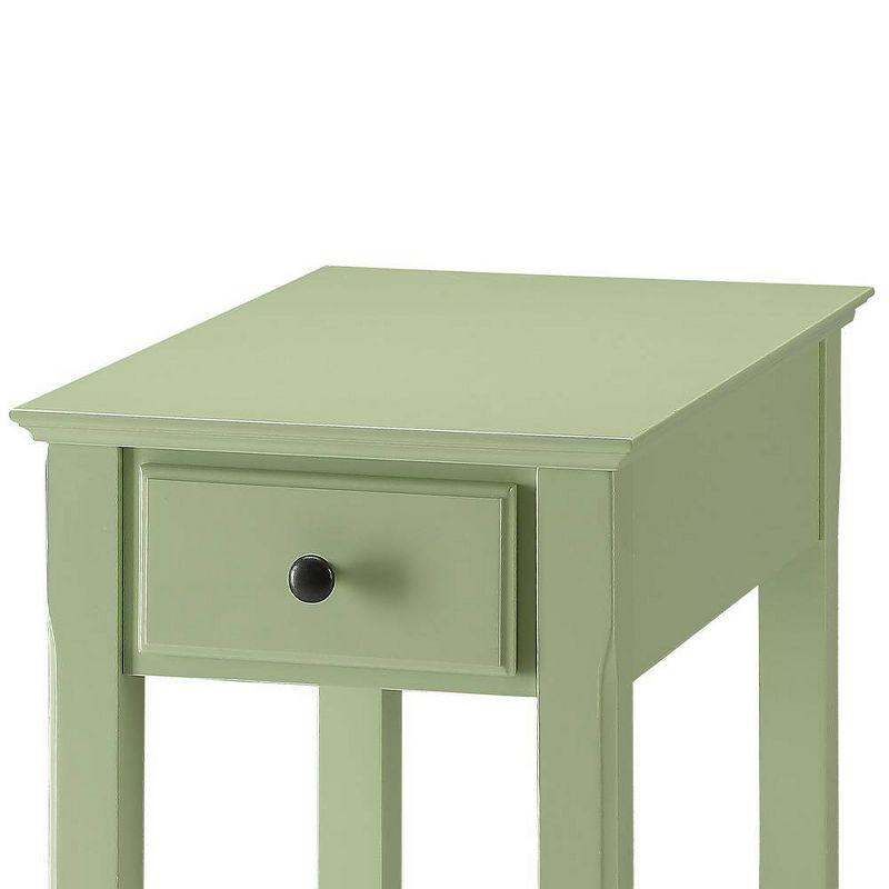 Acme Furniture 13" Bertie Accent Table Light Green Finish: Wood Composite, Beveled Edges, Drawer Storage, No Assembly Required