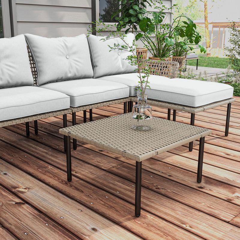 Cream White 5-Piece Outdoor Patio Furniture Set with Cushions