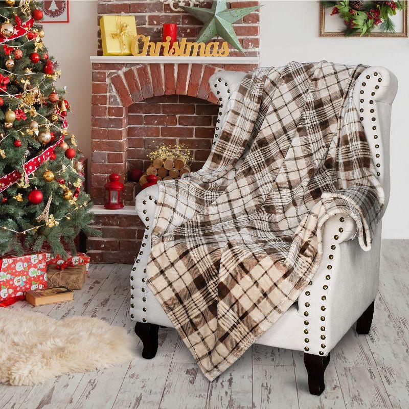 Tirrinia Plaid Fleece Blanket 50"X60" Flannel TV Throw Microfiber-Super Soft & Comfy for Bedding Sofa Car Camping, All Seasons