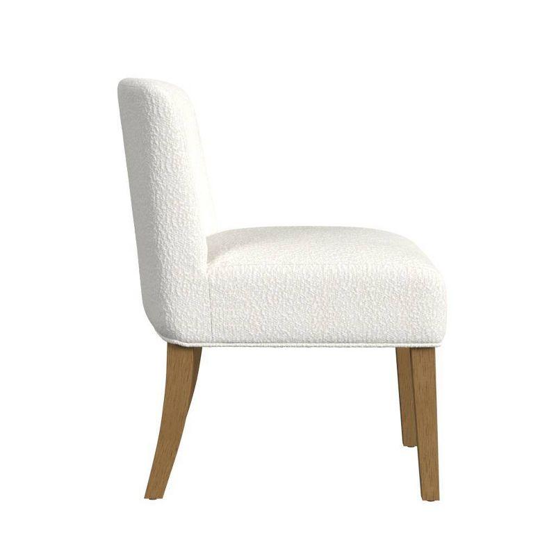 Cream Boucle Upholstered Low Side Chair with Wood Legs