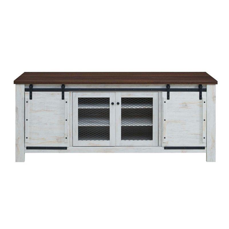 Modway Bennington 71 Rustic Sliding Door TV Stand White