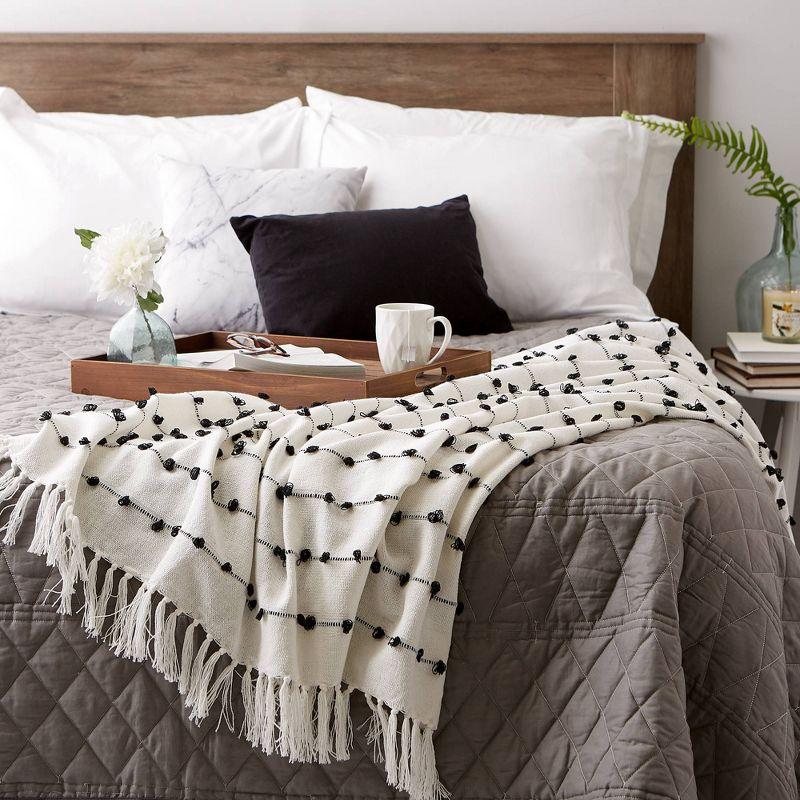 50"x60" Woven Loop Throw Blanket Off-White - Design Imports: Cotton, Hypoallergenic, Machine Washable