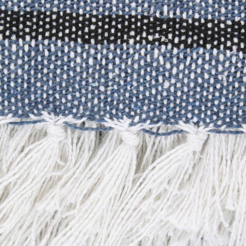 50"x60" Farmhouse Striped Throw Blanket Blue - Design Imports: Cozy Cotton, Machine Washable