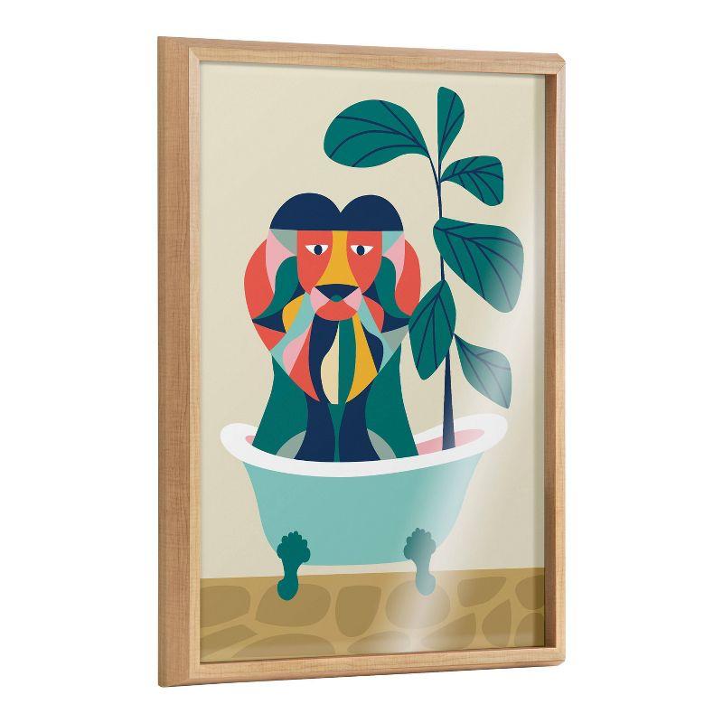 Mid-Century Modern Colorful Lion in Bathtub Framed Print