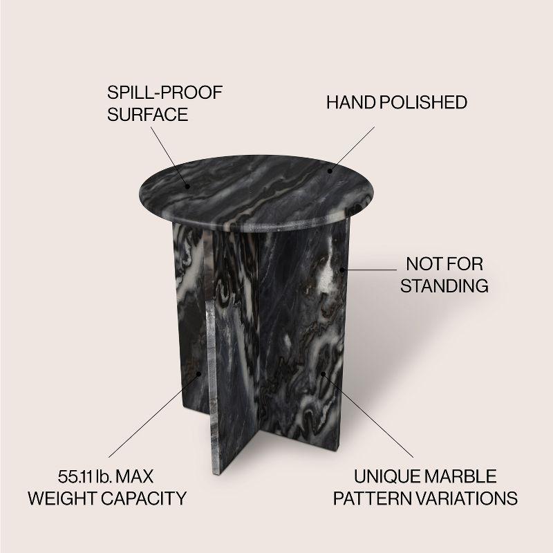 JONATHAN Y Javier 17.75" Contemporary Natural Marble Handmade X-Shaped End Table