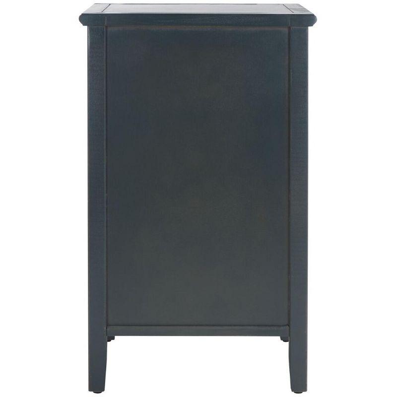 Transitional Steel Teal Wood and Metal Nightstand with Storage