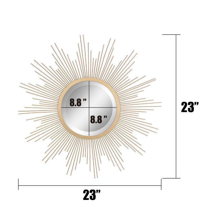 23" Metal Sunburst Wall Mirror Gold - Stonebriar Collection: Antique Finish, Boho Style, Easy to Install