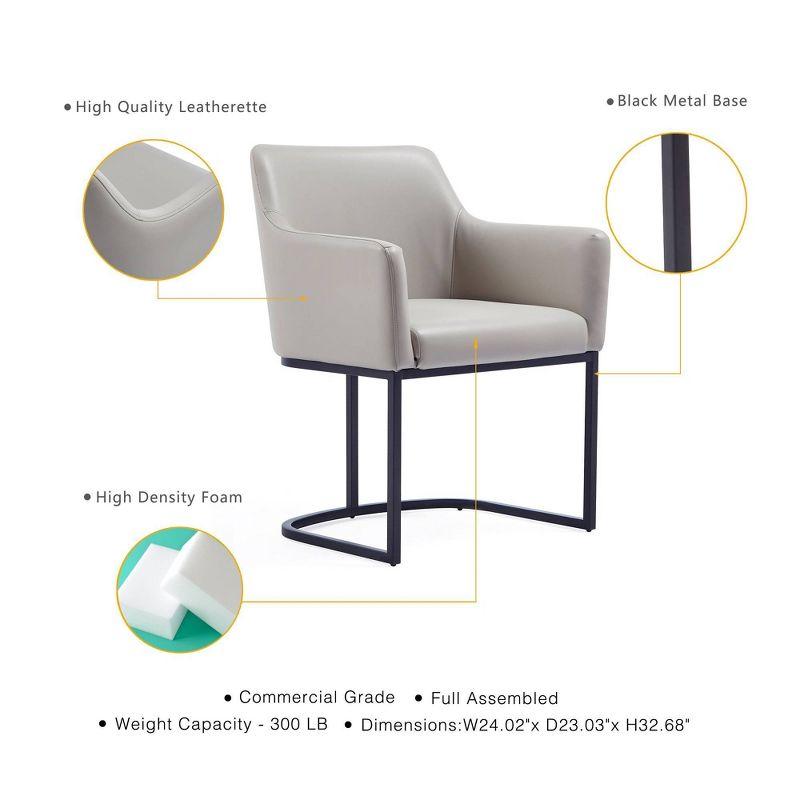 Set of 8 Serena Modern Leatherette Upholstered Dining Chair Set Light Gray - Manhattan Comfort: Ergonomic Design, Steel Legs, Foam-Filled