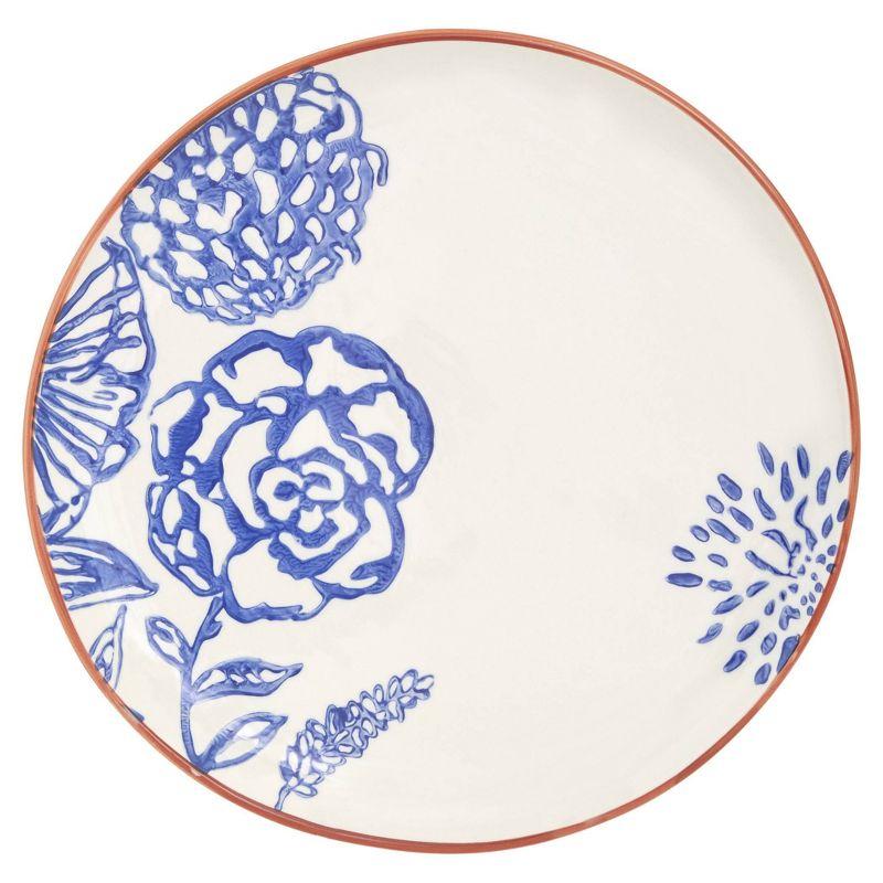 Blue and White Floral Ceramic 16-Piece Dinnerware Set