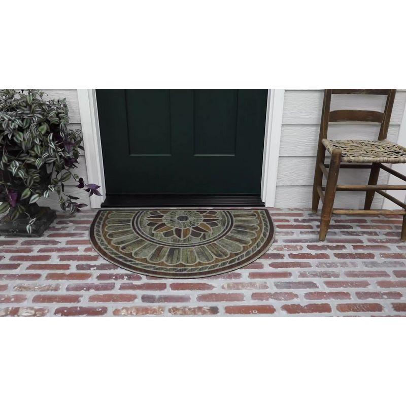 2'x3' Boardwalk Path Slice Ornamental Entry Mat Brown/Green - Mohawk: Outdoor Door Mat, Recycled Rubber, Floral Pattern