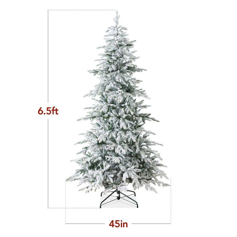 Best Choice Products Pre-Lit Flocked Artificial Aspen Noble Fir Christmas Tree w/ Branch Tips, LED Lights