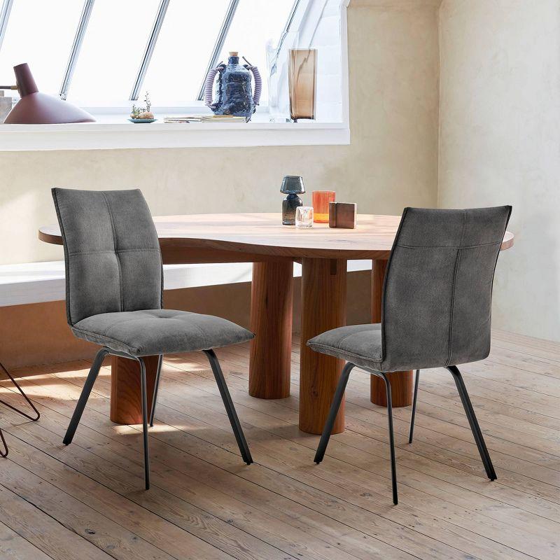 Set of 2 Rylee Fabric Finish Dining Chairs Charcoal Gray/Black - Armen Living