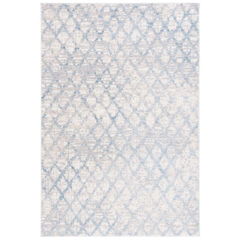 Ivory Abstract 5' x 7' Hand-Knotted Synthetic Area Rug