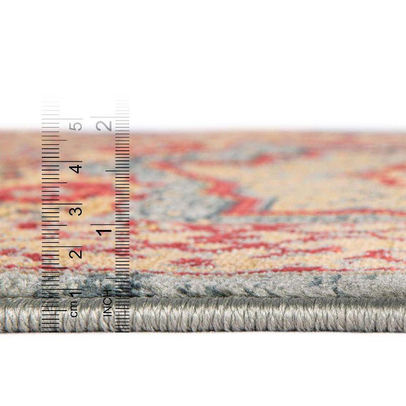 Light Blue and Red Synthetic 6' x 9' Traditional Area Rug