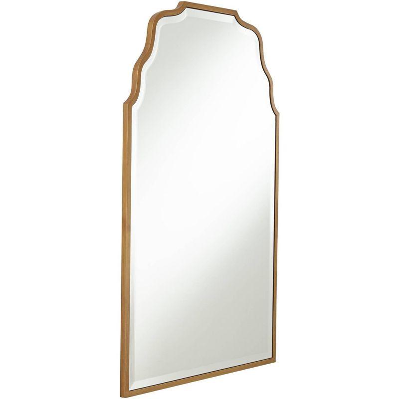 Noble Park Rectangular Vanity Decorative Wall Mirror Modern Beveled Waved Arched Lush Antique Gold Frame 26" Wide for Bathroom