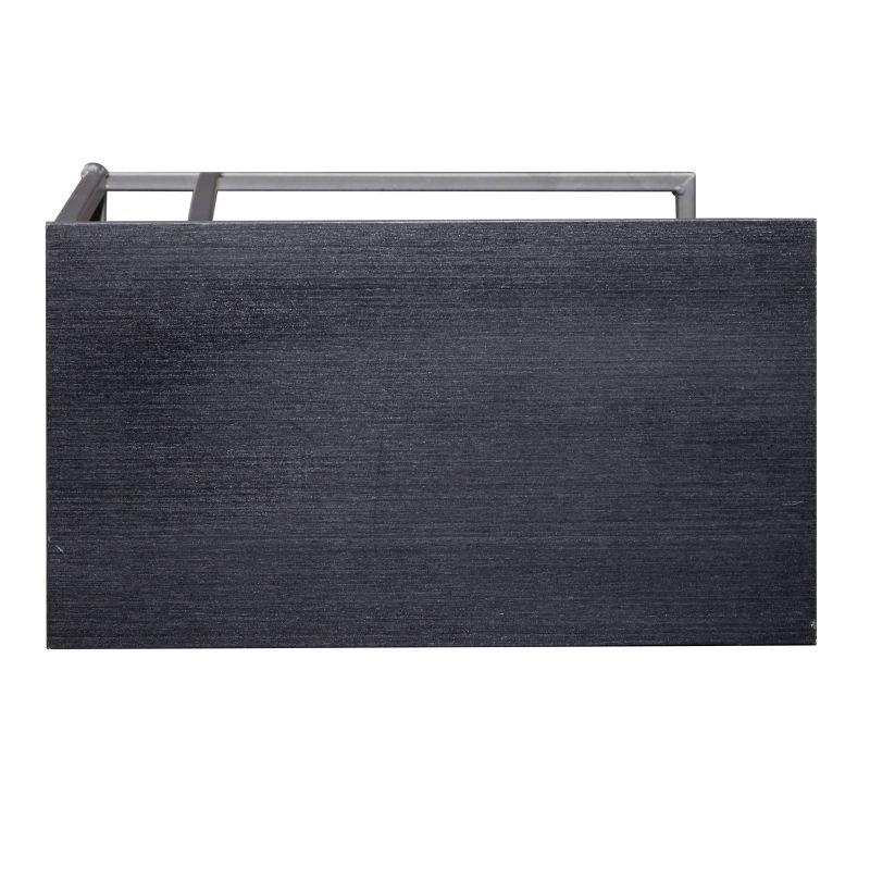 C-Shaped Solid Rectangle Black and Gray Wood & Metal Accent Table