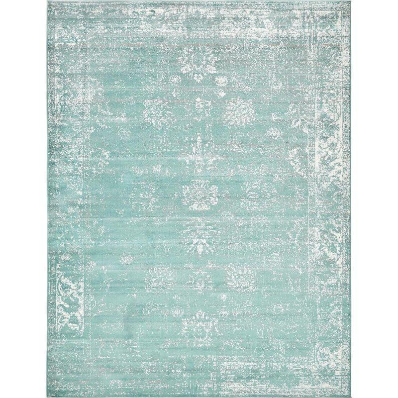 Turquoise Rectangular Stain-Resistant Polypropylene Area Rug 9' x 12'