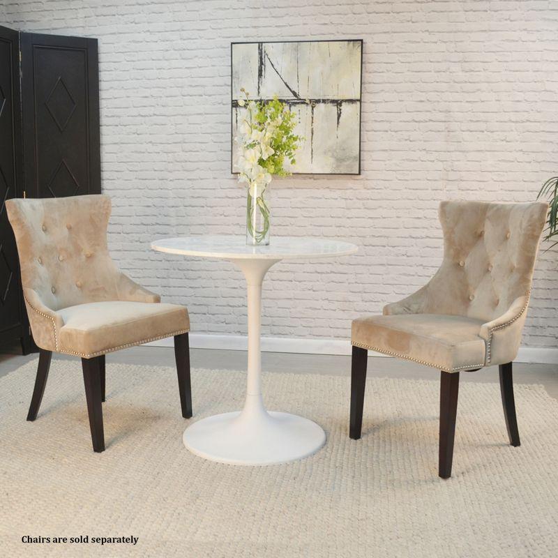 Carolina Living 30" Zaha Round Marble Top Dining Table White