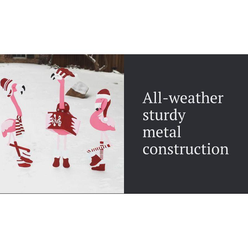 Metal Flamingo Trio Yard Art Christmas Decor - Haute Décor