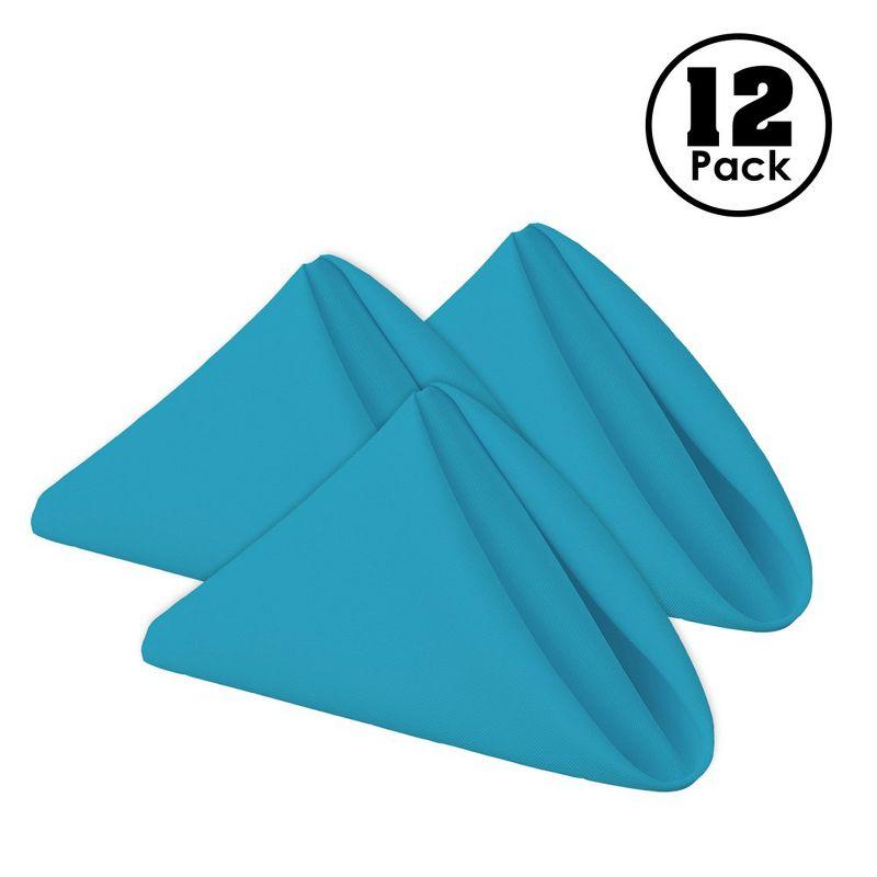 Gee Di Moda 17x17 Caribbean Blue Polyester Cloth Napkins - Set of 12