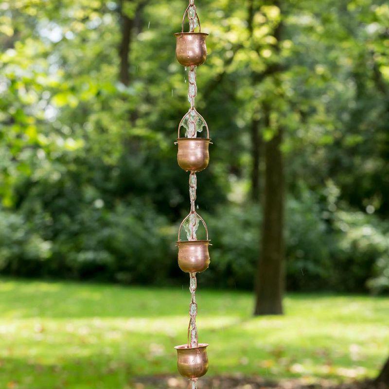 Marrgon Marrgon Copper Rain Chain with Pot Style Cups for Gutter Downspout Replacement