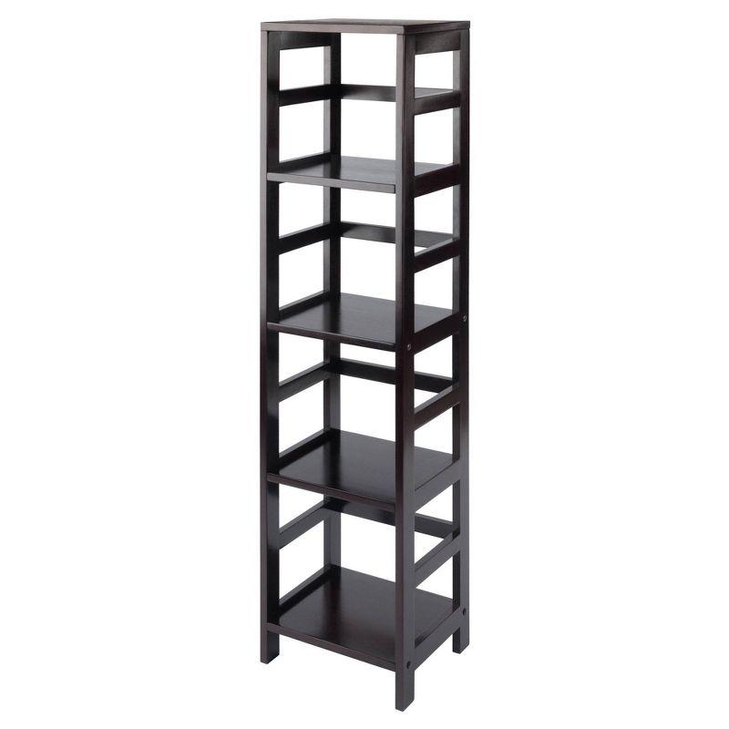 Espresso Medium Wood 4-Section Narrow Open Storage Shelf