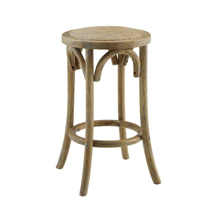 Rae Rattan 25" Backless Beige Wood Counter Stool