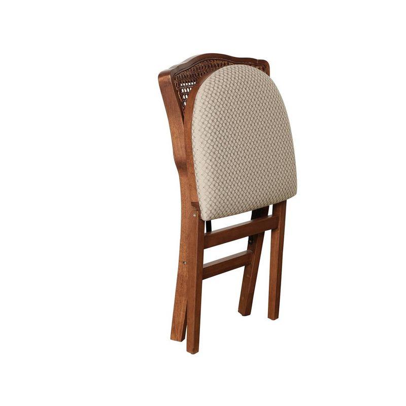 Stakmore Set of 2 French Cane Folding Chair Cherry: Solid Hardwood, Padded, No Assembly Required