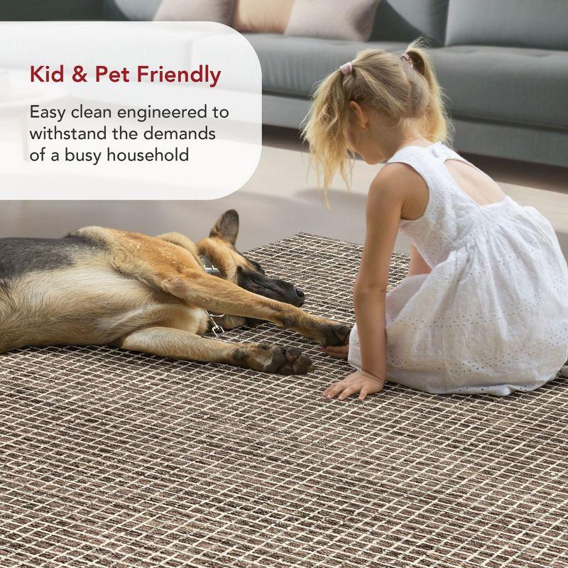 Katasha Checked Wool Brown Area Rug