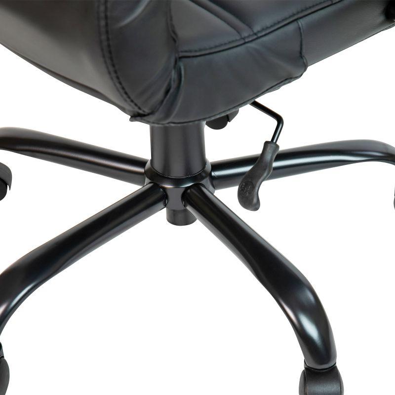 Black Leather High Back Executive Swivel Office Chair with Fixed Arms