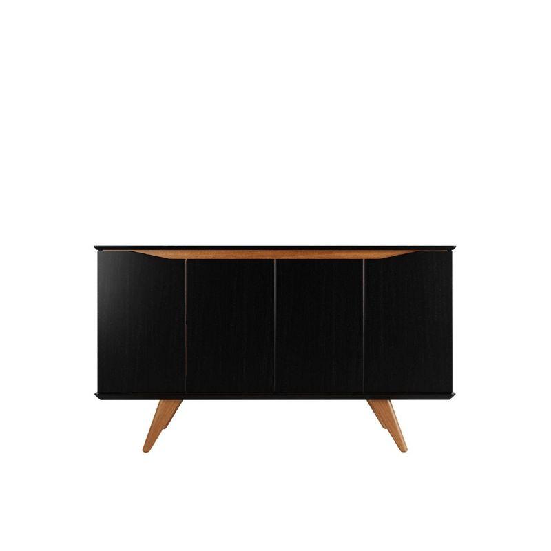 Tudor 59'' Mid-Century Black and Maple Cream Engineered Wood Sideboard