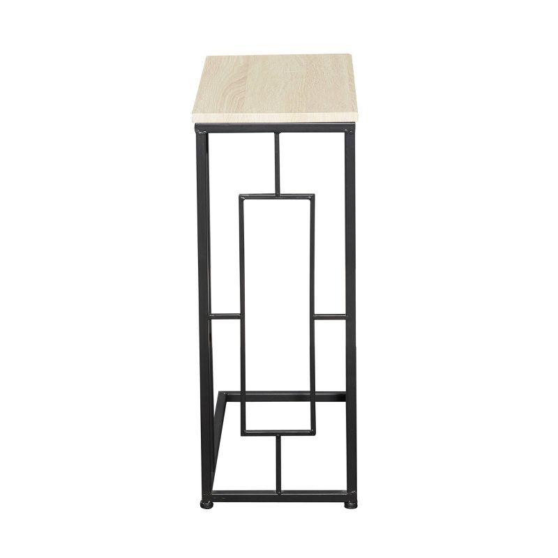 Olivia & May Contemporary Iron and Wood Accent Table Black: Sofa Side C-Table, Narrow Tray End Table