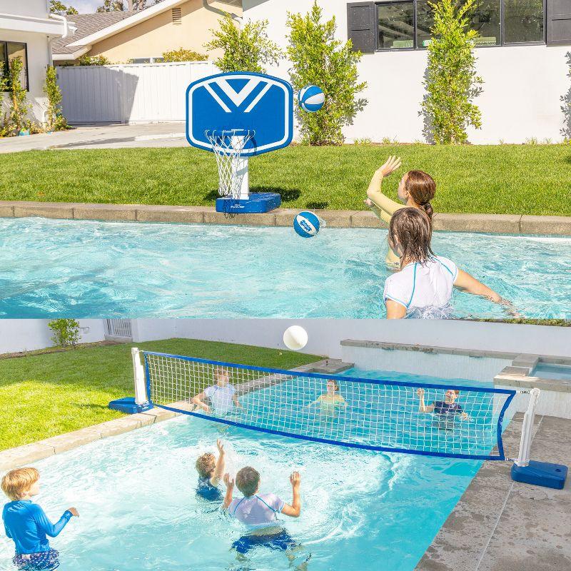 GoSports Splash Hoop 2-in-1 Pool Basketball Hoop & Volleyball Net Game Set