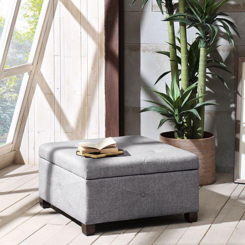 Della Button Tufted Square Storage Ottoman