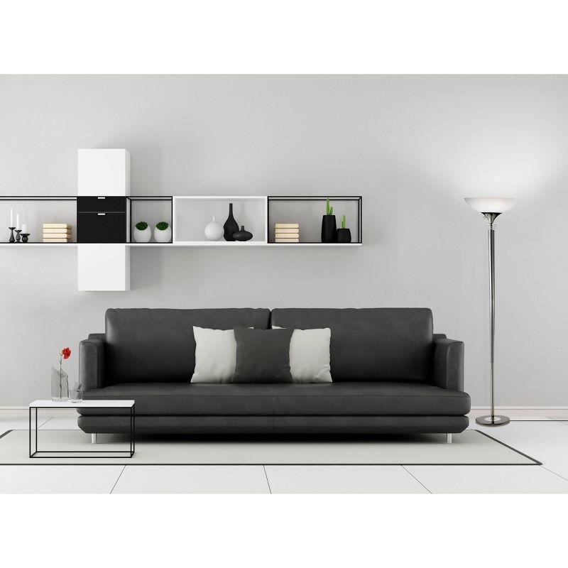 Metropolis Floor Lamp Black - Adesso: Contemporary Double Socket 300W, ETL Listed, Glass Shade