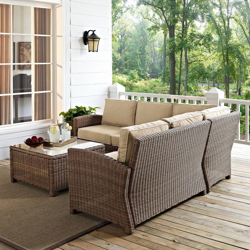 Weathered Brown 4-Piece Steel Outdoor Sectional Sofa Set