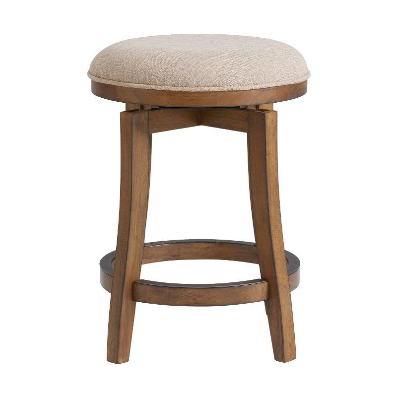 Ellie 21" Wide Solid Rubber Wood Frame Linen Fabric Counter Height Round Swivel Stool