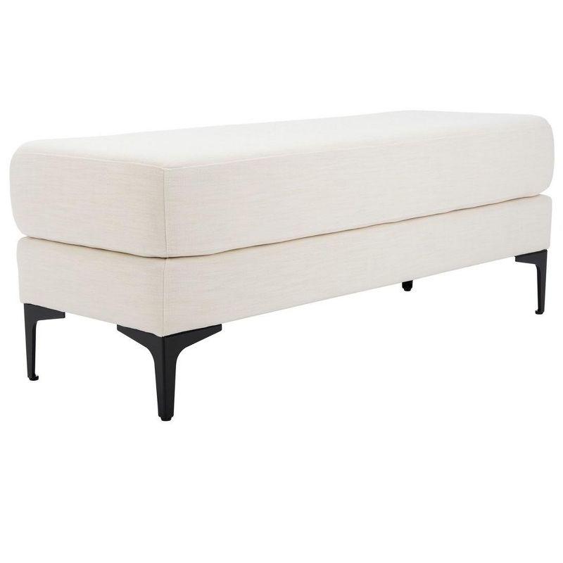 Elise Transitional Cream PU Leather and Black Wood 48" Bench